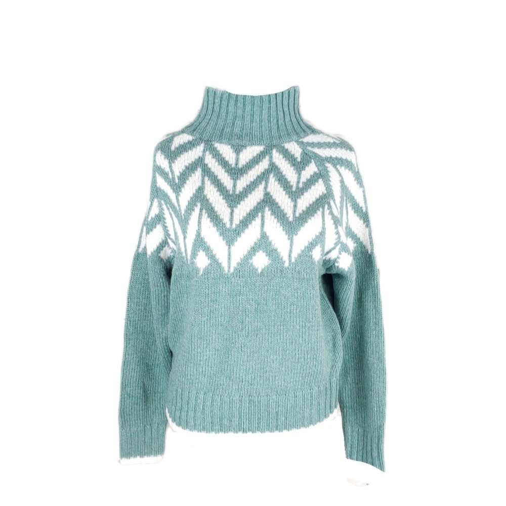 NWT A New Day Women's X-Small Fair Isle Turtleneck Pullover Green White Sw… - Picture 2 of 5